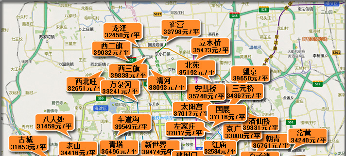 北京房价地图 3万到4万房价地图图片